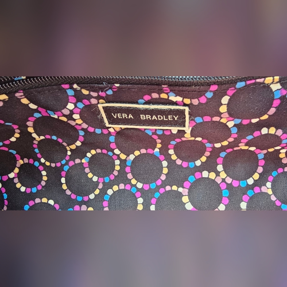 Vera Bradley Elegant Black Quilted Clutch Hinged Stays Open Pix In Natural Light - Picture 7 of 11